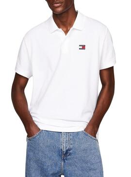 Polo Tommy Jeans Badge Regular Bianco Uomo