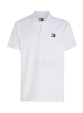 Polo Tommy Jeans Badge Regular Bianco Uomo