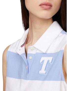 Polo Tommy Jeans Letterman cropped blu per donna