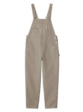 Salopette Carhartt Haywood Bib Stripe Beige per Donna