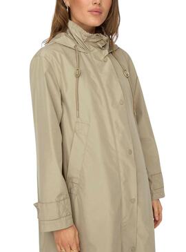 Cappotto Parka Only Augusta Beige per donna