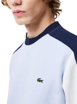 Felpa Lacoste Color Block Blu per Uomo