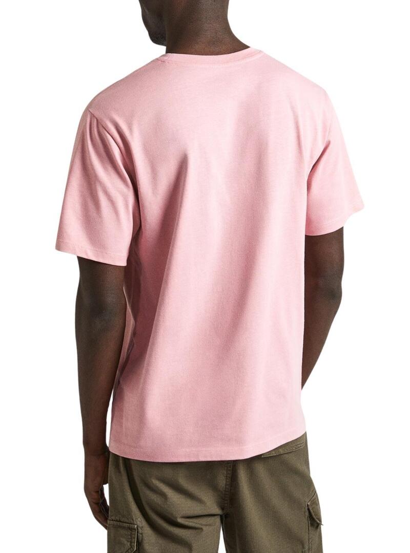 Maglietta Pepe Jeans Clifton Rosa per Uomo