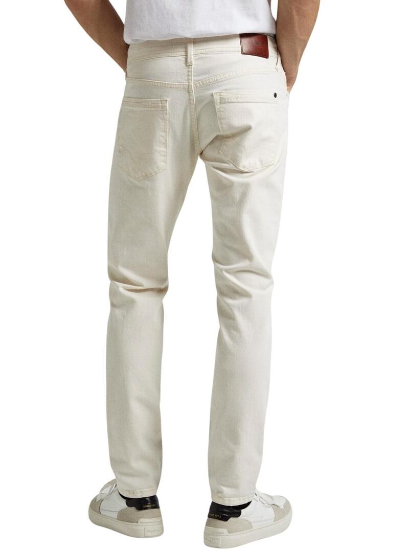 Pantaloni in denim Pepe Jeans beige con taglio affusolato per uomo