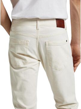 Pantaloni in denim Pepe Jeans beige con taglio affusolato per uomo