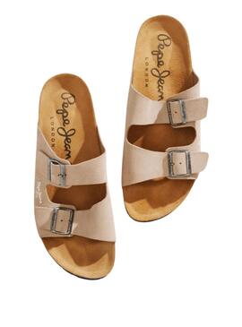 Sandali Pepe Jeans Bio Suede Beige per Uomo