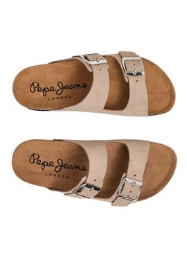 Sandali Pepe Jeans Oban Suede Beige per donna.