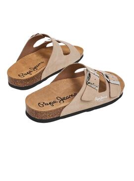 Sandali Pepe Jeans Oban Suede Beige per donna.