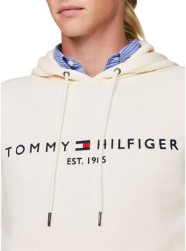 Felpa Tommy Hilfiger Logo Hoody Beige Uomo
