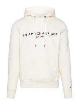 Felpa Tommy Hilfiger Logo Hoody Beige Uomo