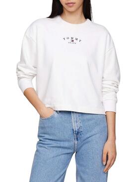 Felpa Tommy Jeans Essential Logo Bianca Donna