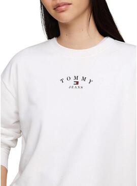 Felpa Tommy Jeans Essential Logo Bianca Donna