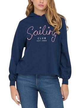Felpa Only Trust Sailor Hood Marina per Donna