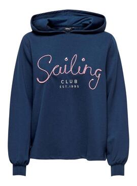 Felpa Only Trust Sailor Hood Marina per Donna