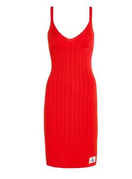 Abito Calvin Klein Woven Label Rosso per Donna