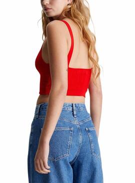 top Calvin Klein Label rosso per donna