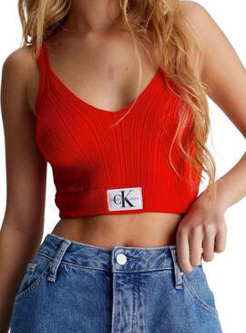 top Calvin Klein Label rosso per donna