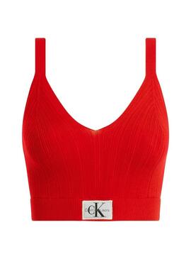 top Calvin Klein Label rosso per donna