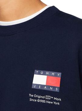 Felpa Tommy Jeans Flag Marina per Uomo