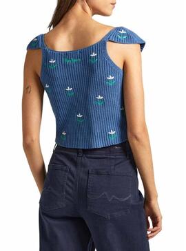 Top Pepe Jeans Greer Blu per Donna