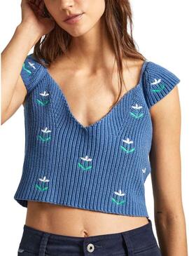 Top Pepe Jeans Greer Blu per Donna