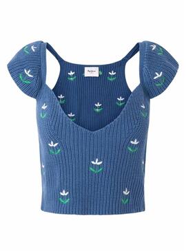 Top Pepe Jeans Greer Blu per Donna