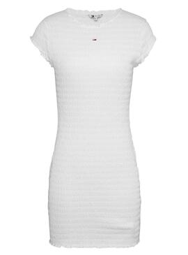 Abito Tommy Jeans Bodycon a pieghe Bianco