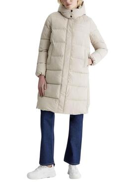 Giacca Calvin Klein Piumas Cappuccio Beige Donna