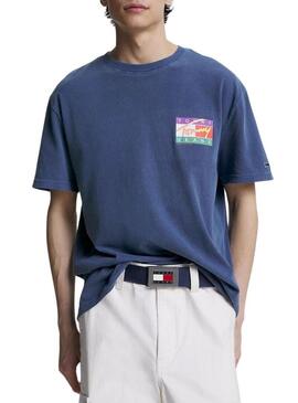 T-Shirt Tommy Jeans Signatura Blu Navy per Uomo