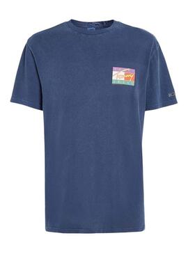 T-Shirt Tommy Jeans Signatura Blu Navy per Uomo