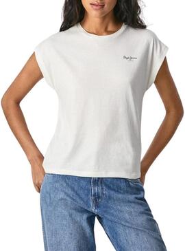 T-Shirt Pepe Jeans Bloom Bianco per Donna