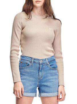 Felpa Levis Crew Rib Beige per Donna