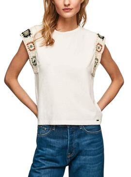 T-Shirt Pepe Jeans Ophelia Beige per Donna