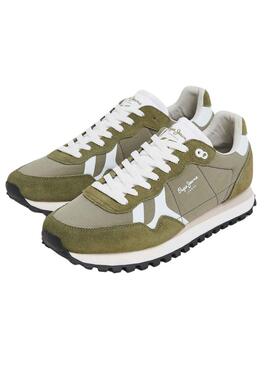 Scarpe Pepe Jeans Brit Print Verde per Uomo