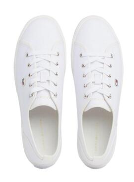 Sneakers Tommy Hilfiger Vulc Canvas Bianche per Donna