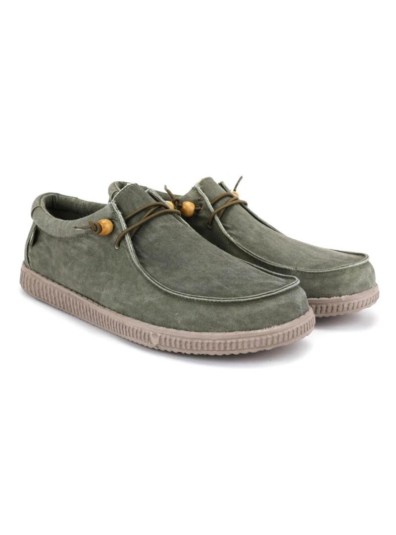 Scarpe Walkin Pitas Wallabi Lavate Verde per Uomo