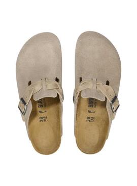 Zoccoli Birkenstock Boston intrecciati in colore Topo per donna