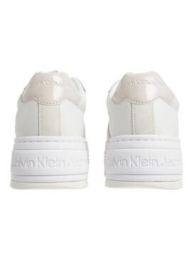 Scarpe in pelle Calvin Klein con suola rialzata bianca