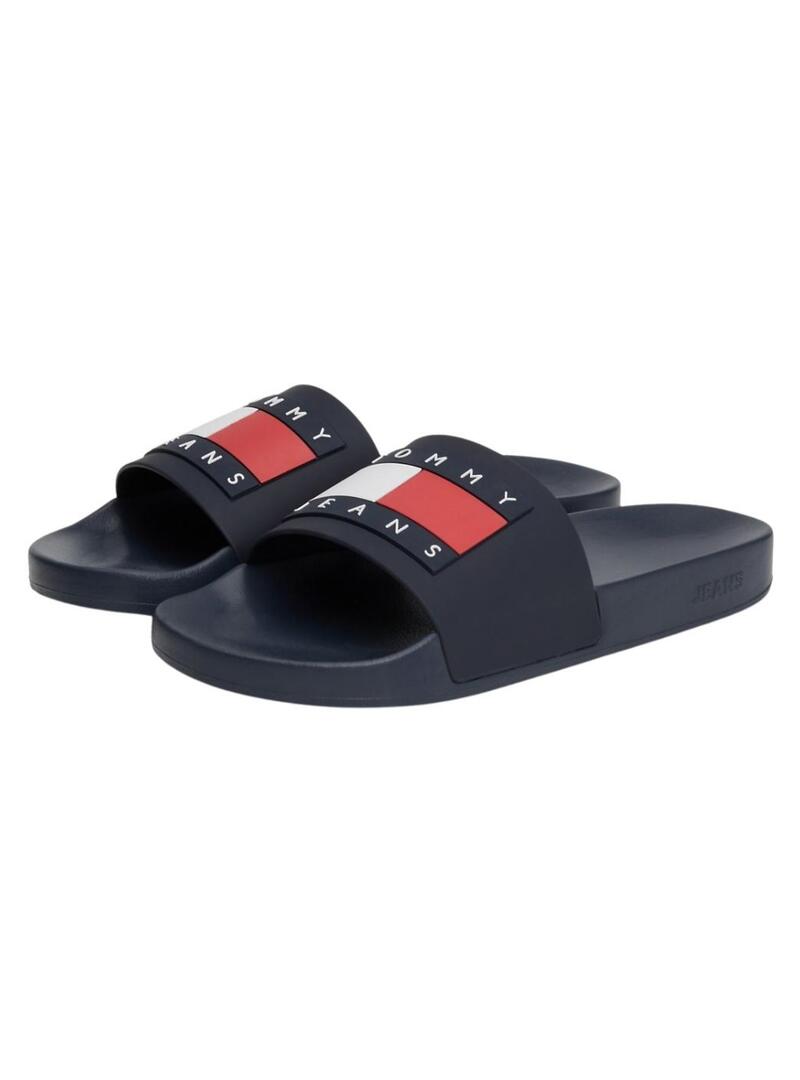 Sandali Tommy Jeans Pool Slide in blu scuro per uomo