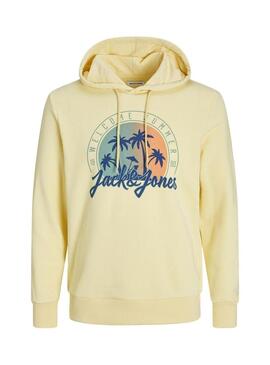 Felpa Jack and Jones Summer Vibe Gialla per Uomo