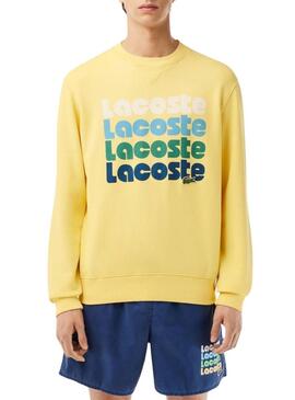 Felpa Lacoste Logo Retro Gialla per Uomo