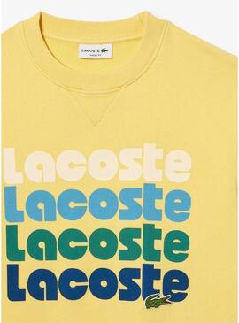 Felpa Lacoste Logo Retro Gialla per Uomo