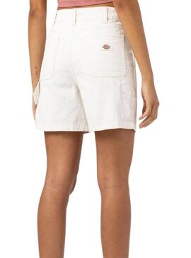 Pantaloni Corti Dickies Duck Canvas Bianchi Per Donna