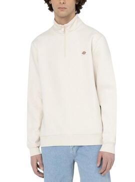 Felpa Dickies Oakport Quarter Zip Beige per Uomo