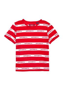 T-Shirt Superdry Cote Stripe Rosso Donna