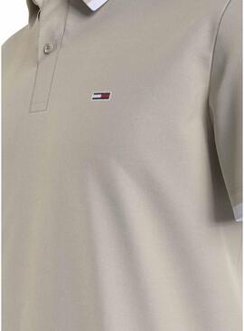 Polo Tommy Jeans Solid Tipped Regular Beige per uomo