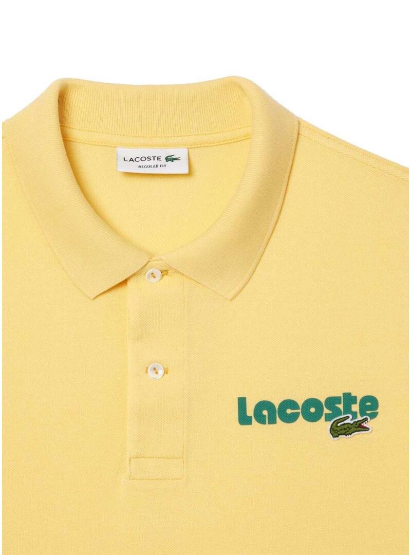 Maglietta polo Lacoste retrò gialla per uomo