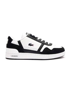 Scarpe Lacoste T-Clip in pelle bianca e nera da uomo