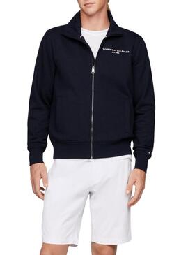 Felpa con zip Tommy Hilfiger blu marino per uomo