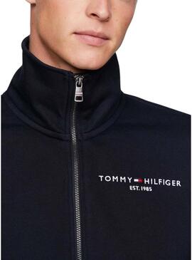 Felpa con zip Tommy Hilfiger blu marino per uomo